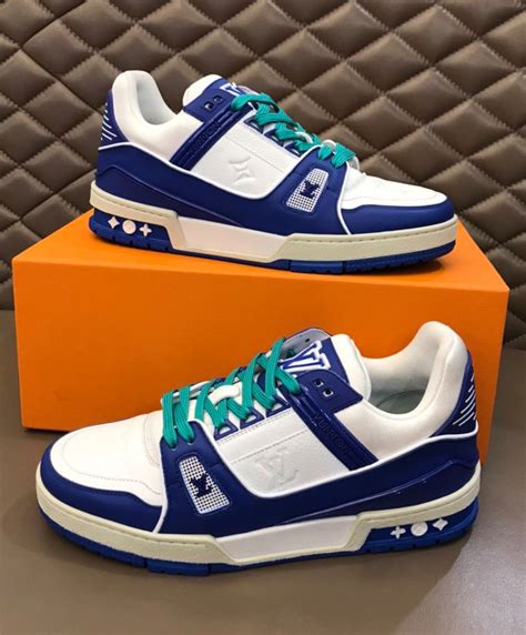 lv sneakers green|louis vuitton trainer blue.